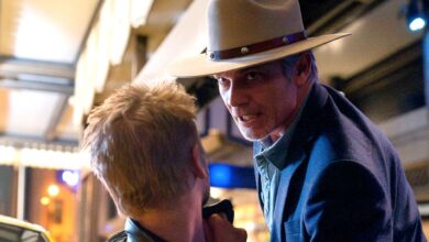 Timothy Olyphant confronting Boyd Holbrook in Justified: City Primeval.