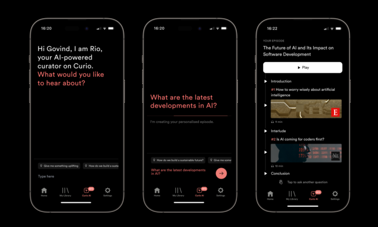 La aplicación de periodismo de audio Curio ahora puede crear episodios personalizados usando IA