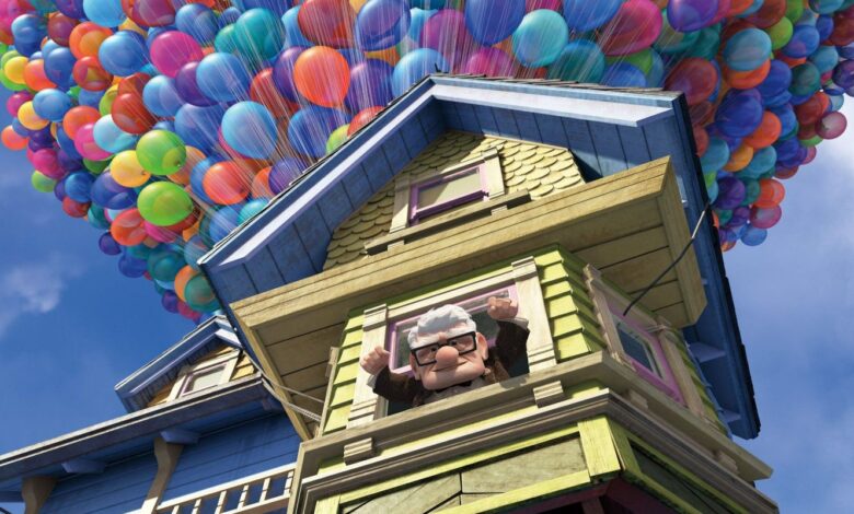 Carl's house lifts into the air in Pixar's Up