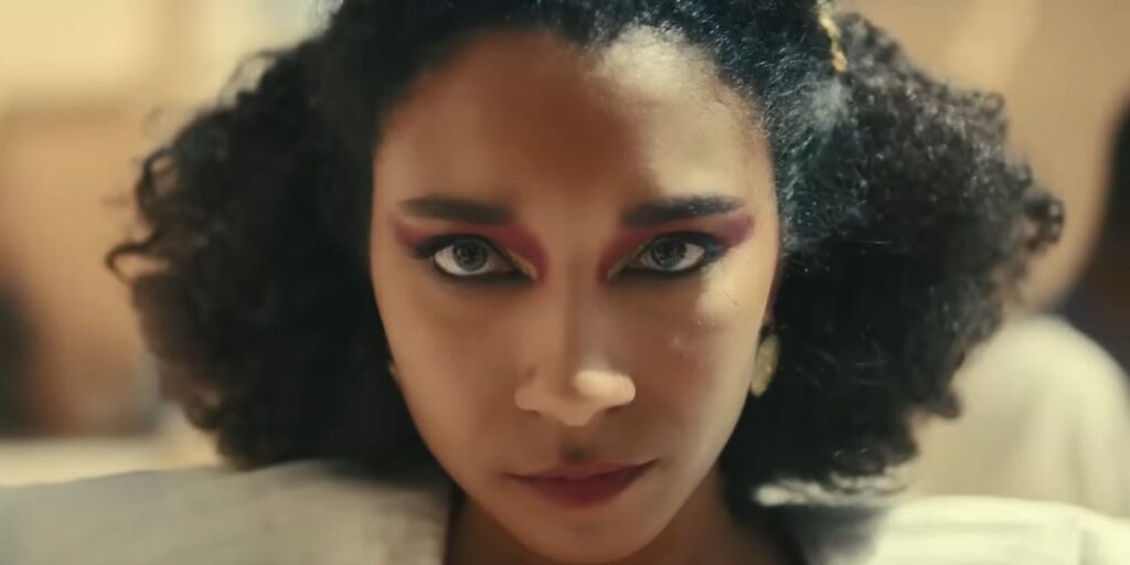 Queen Cleopatra actor Adele James close up during dance