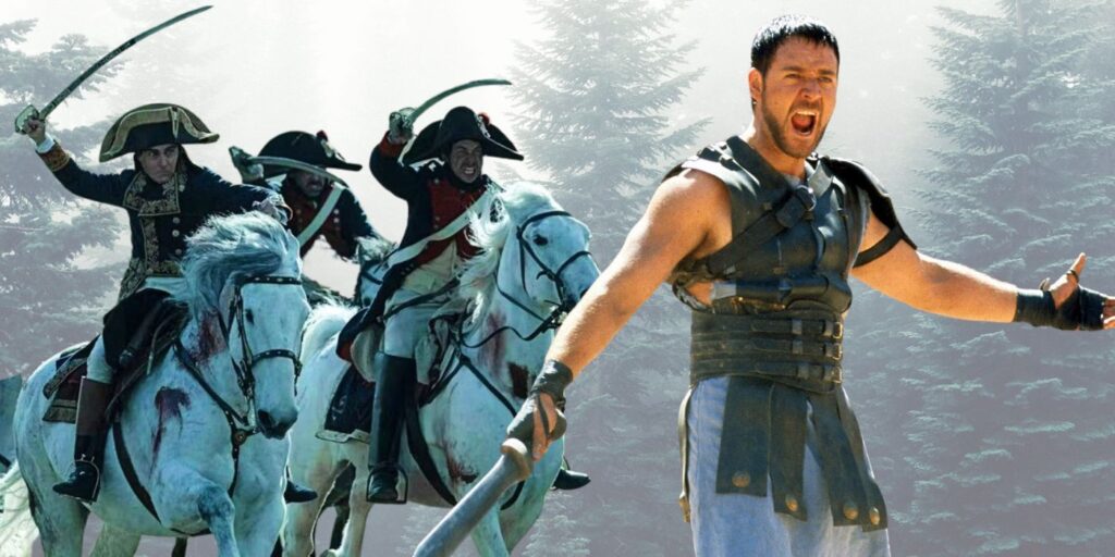 Russell Crowe as Maximus and Joaquin Phoenix as Napoleon