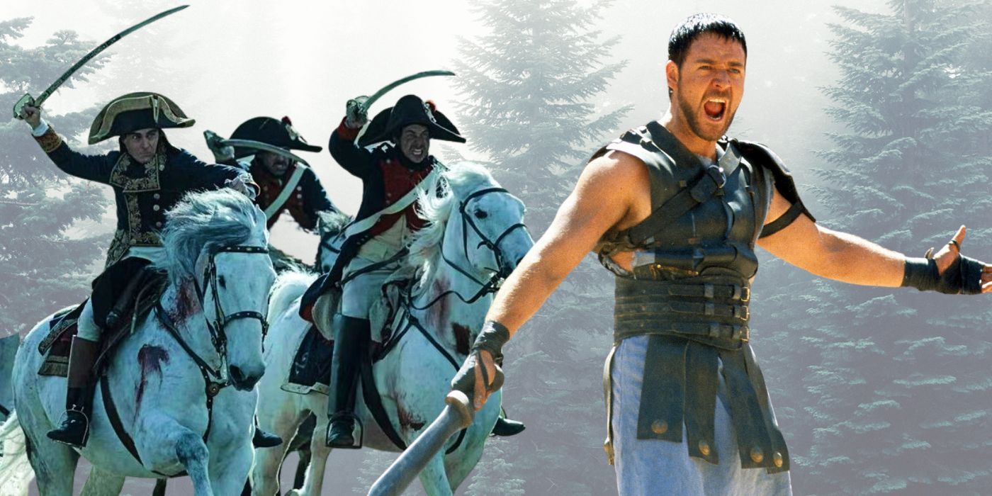 Russell Crowe as Maximus and Joaquin Phoenix as Napoleon