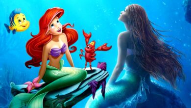 Halle Bailey as Ariel With the Original Animated Ariel from The Little Mermaid
