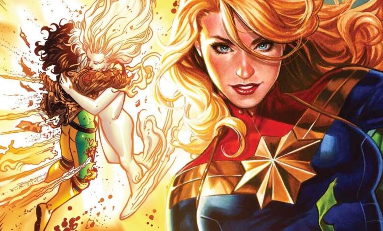 captain marvel hugs rogue