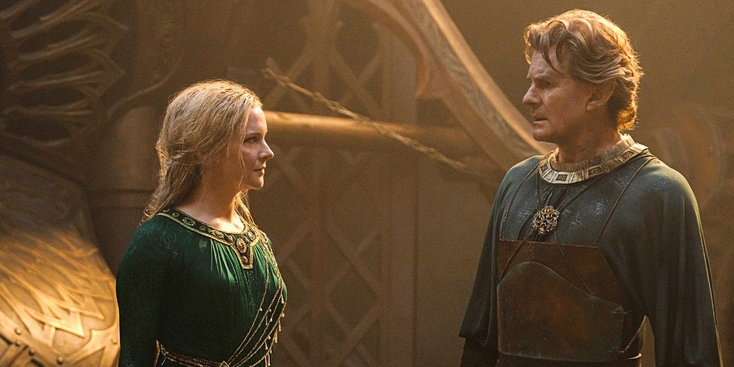 Galadriel and Celebrimbor talking in The Rings of Power