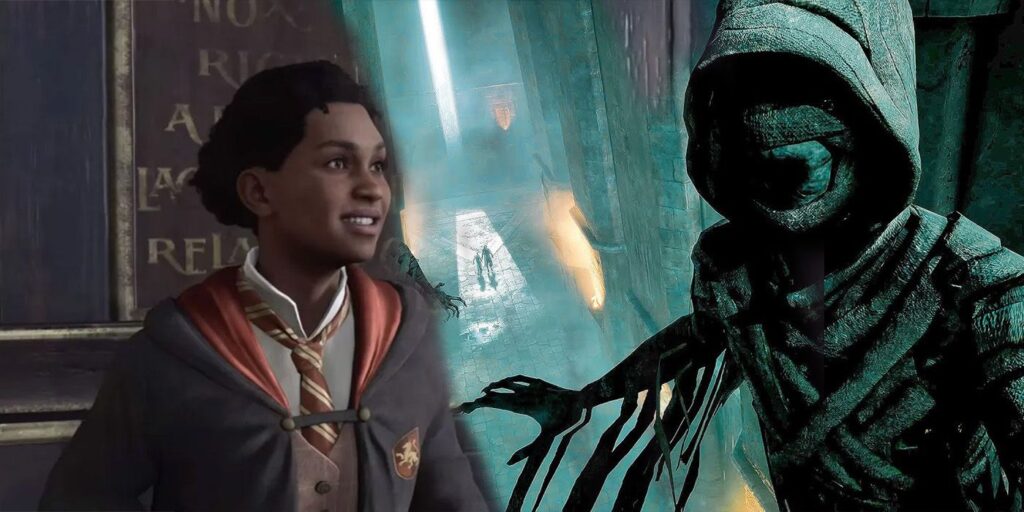 Natsai staring camera right fadinginto an image of a terrifying dementor close to the screen