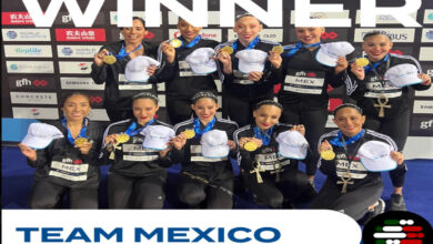 Logra equipo mexicano de nado artístico tercera medalla de oro en Egipto | Tuit