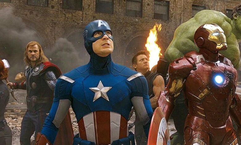 The iconic shot of the team in The Avengers.