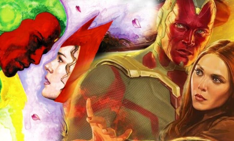 Vision and Scarlet in the MCU and the comics