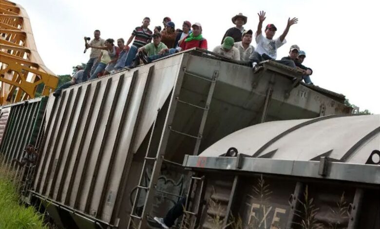 Migrantes toman tren, desesperados por llegar a la frontera