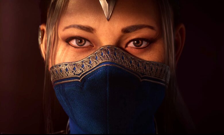 Kitana facing the viewer in Mortal Kombat 1.