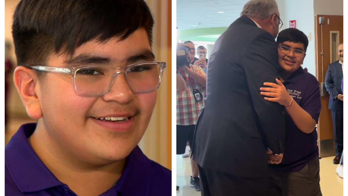 Noah Orona visita el hospital que lo atendió