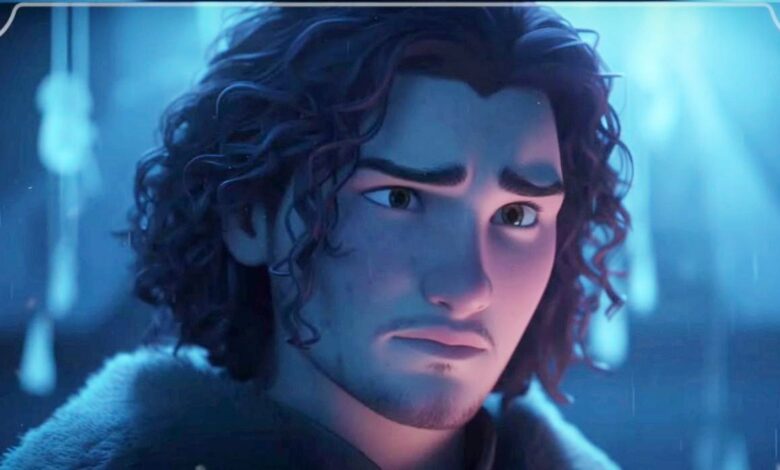 Jon Snow staring to in Disney-styled Game of Thrones art