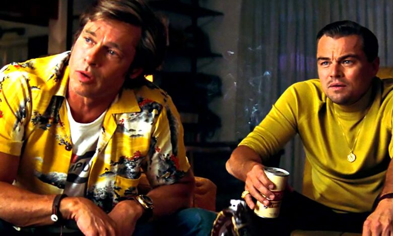 Brad Pitt as Cliff Booth and Leonardo DiCaprio as Rick Dalton in Once Upon a Time in Hollywood