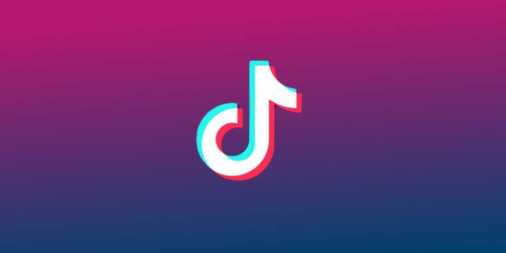 TikTok logo on gradient purple and blue background
