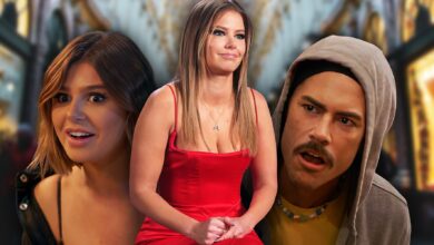 Vanderpump Rules' Ariana Madix, Raquel Leviss and Tom Sandoval looking shocked