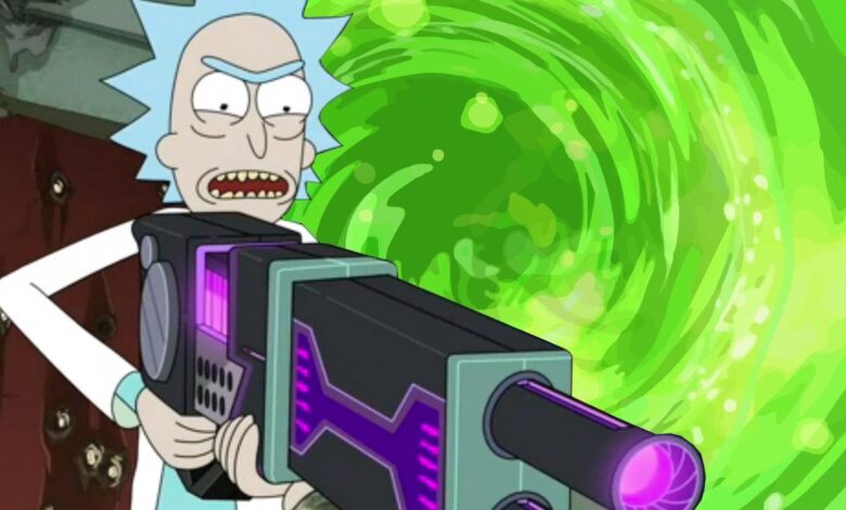 Rick Sanchez and his new gun in Rick and Morty Season 6
