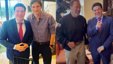 Samuel García presume encuentro con Arnold Schwarzenegger y Ashton Kutcher