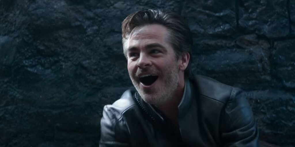 Chris Pine as Edgin smiling in Dungeons and Dragons Honor Among Thieves