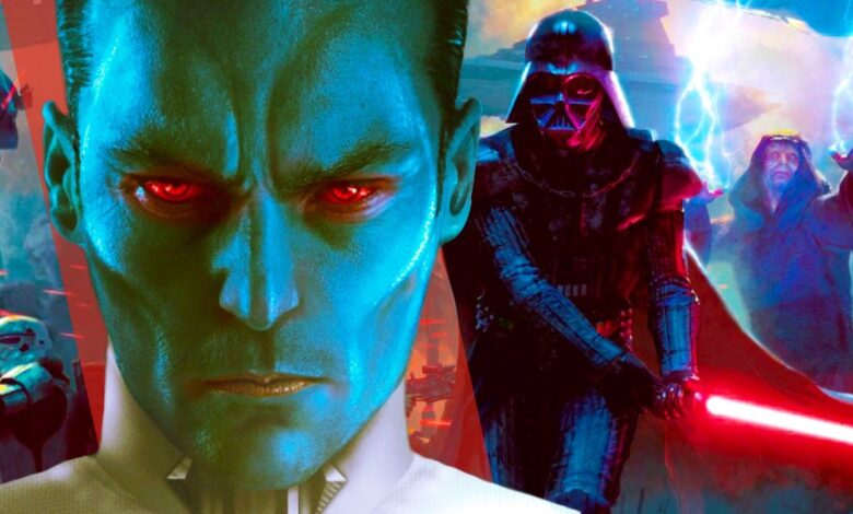 Collage Image With Grand Admiral Thrawn wiith Darth Vader and Palpatine