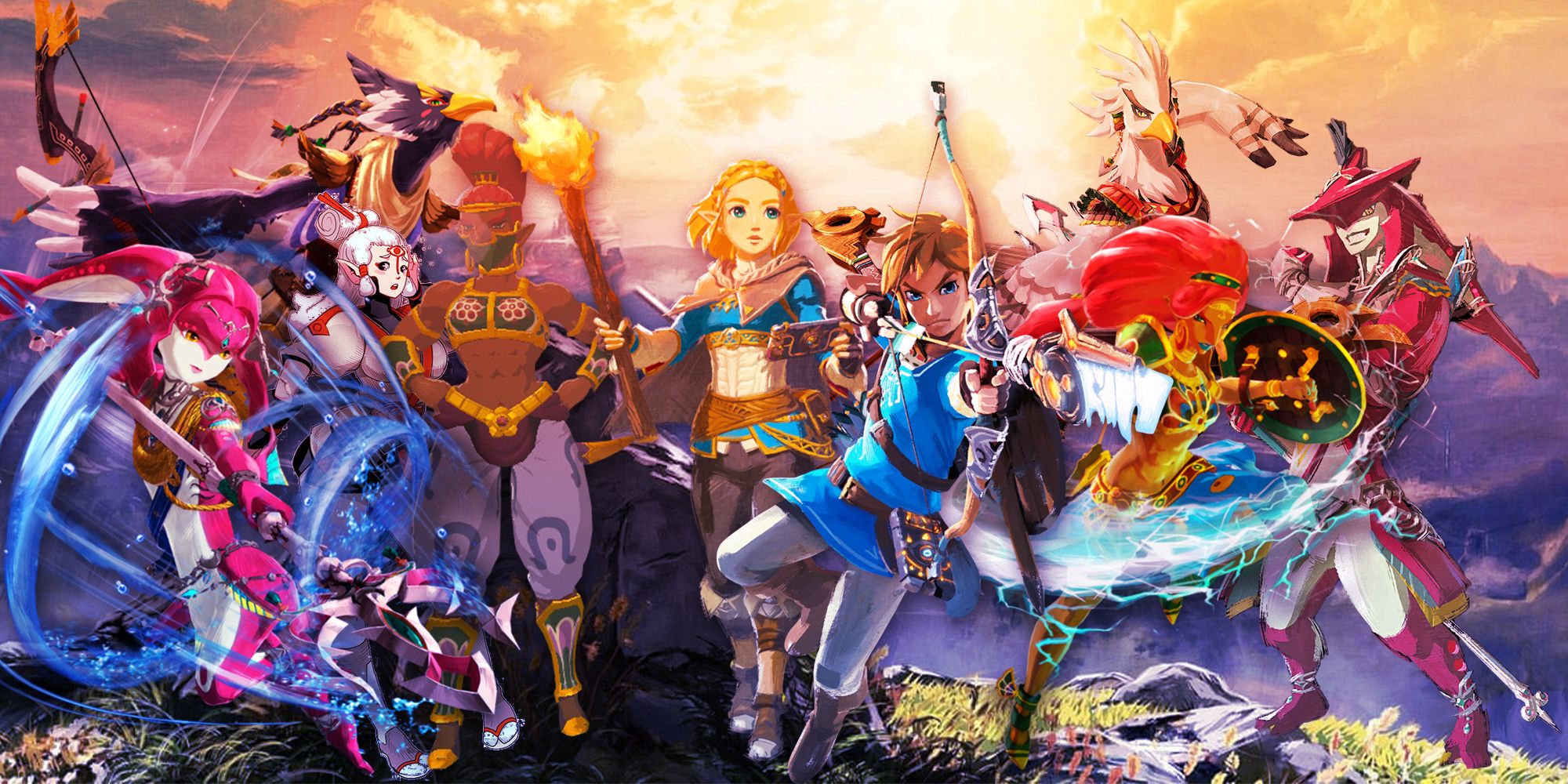 TOTK NPCs and playable character includig Link, Zelda, and some of the biggest enemies in the game