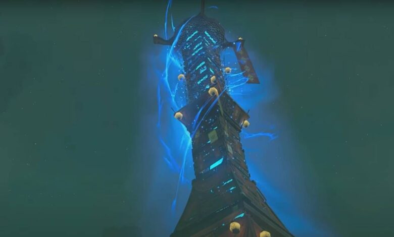 The Legend of Zelda: Tears of the Kingdom Skyview Tower that Unlocks Fast Travel Areas when Activated
