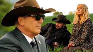 Kevin Costner, Cole Hauser, and Kelly Reilly in Yellowstone season 5