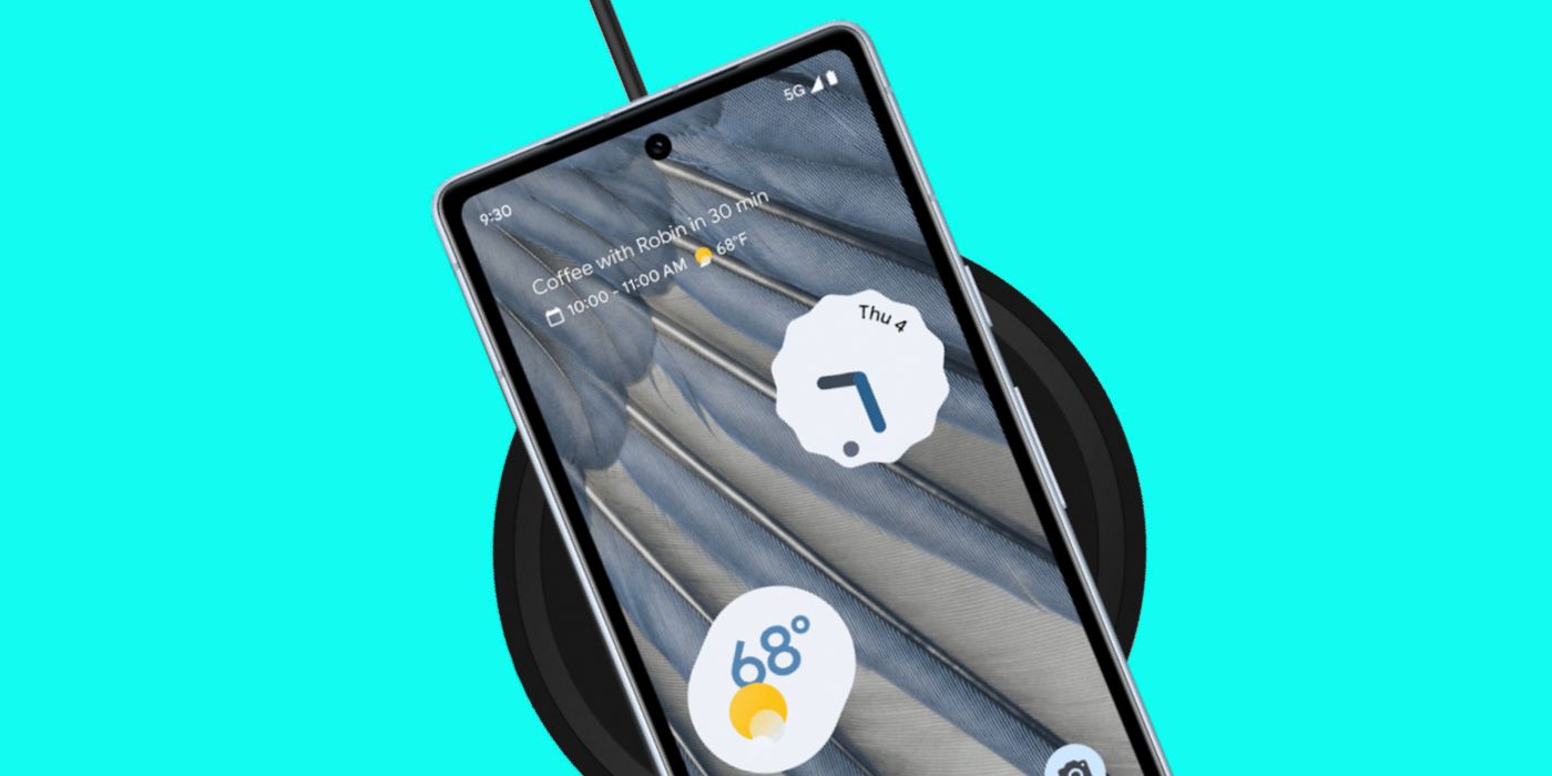 Pixel 7a on a wireless charger