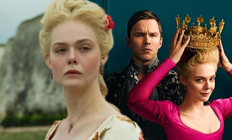 A composite image of Catherine and Peter from The Great