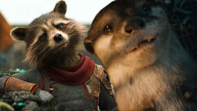 Lylla the Otter and Rocket Racoon in Guardians of the Galaxy