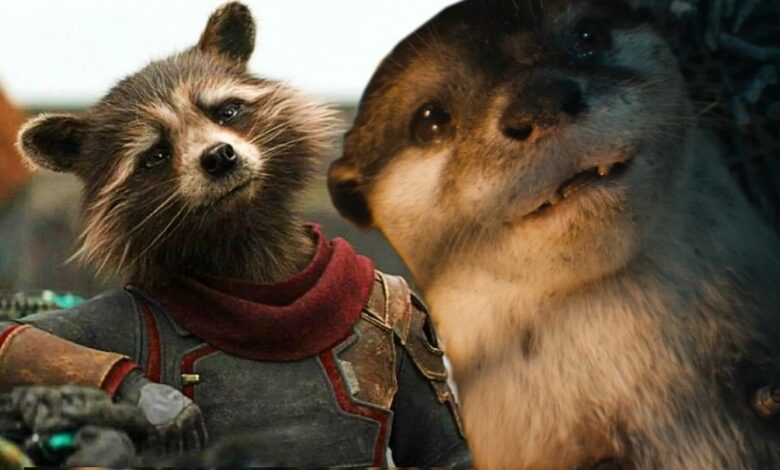 Lylla the Otter and Rocket Racoon in Guardians of the Galaxy