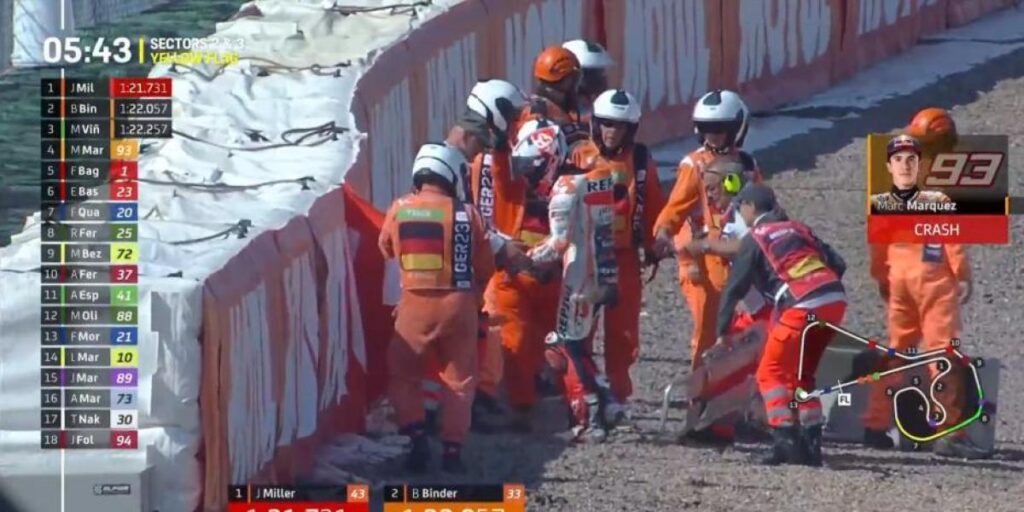 ¡Marc Márquez se cae en el 'warm up' en Alemania!