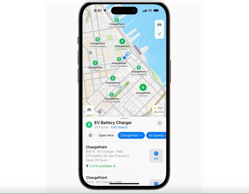¿Necesitas cargar tu EV?  Apple Maps mostrará lugares abiertos cerca de ti