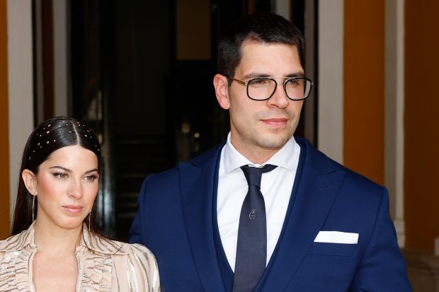 Diego Matamoros y Marta Riumbau en la boda de Kiko Matamoros y Marta López Álamo. / Gtres