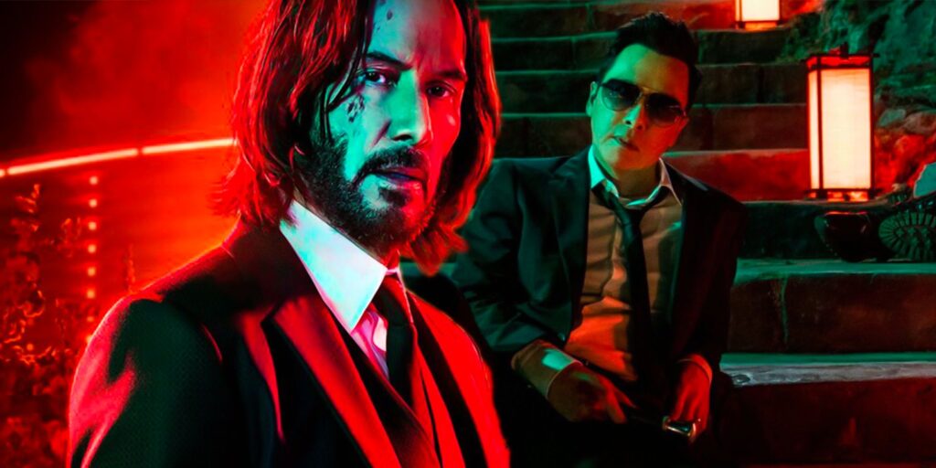 Keanu Reeves as John Wick and Donnie Yen as Caine in John Wick: Chapter 4