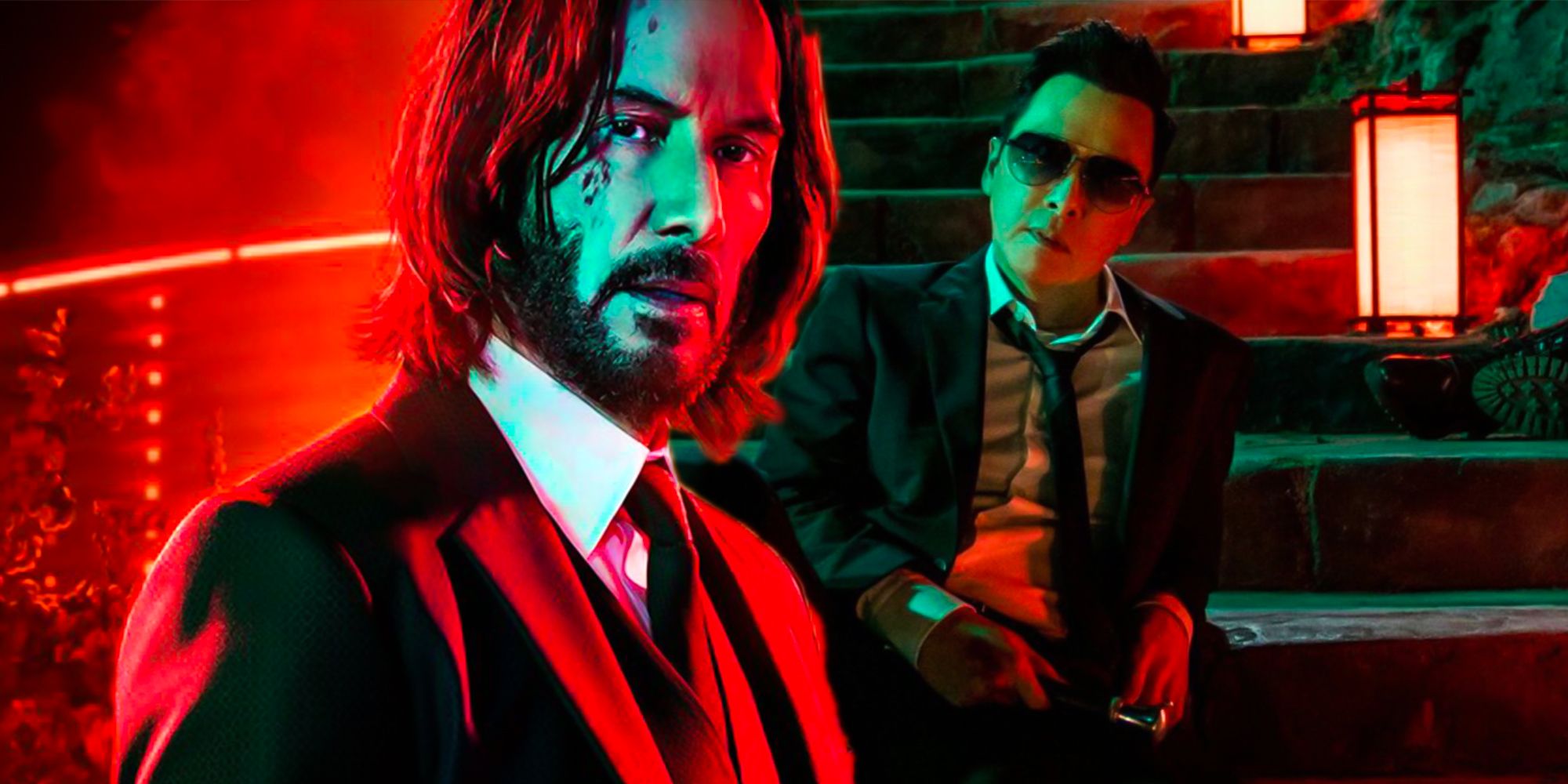 Keanu Reeves as John Wick and Donnie Yen as Caine in John Wick: Chapter 4