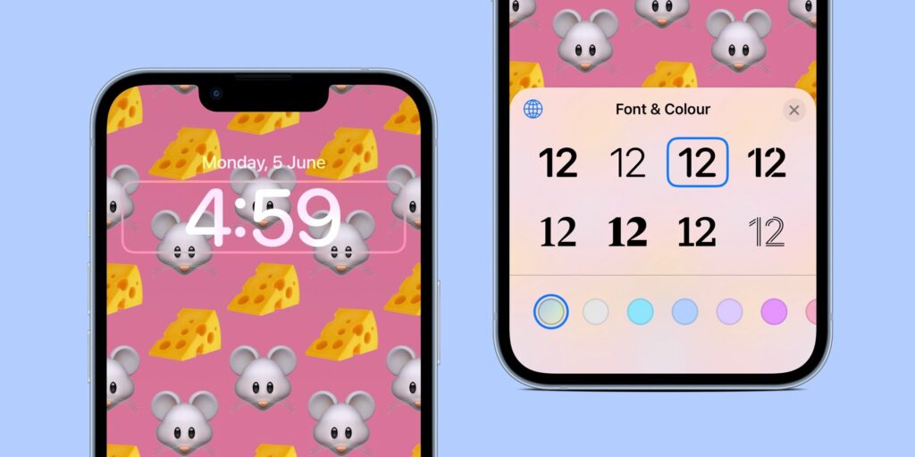 iPhone clock font and color options