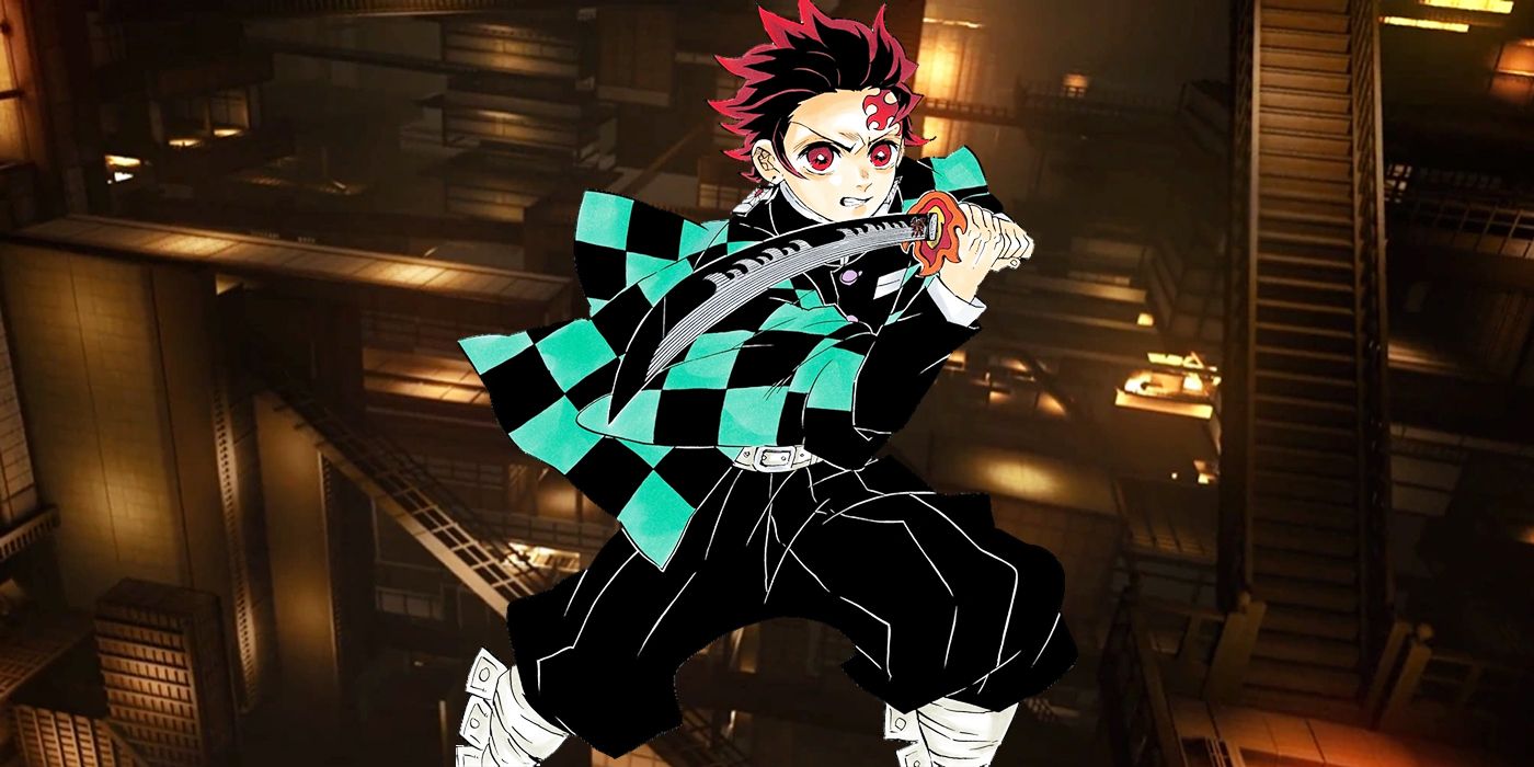 Demon Slayer's Tanjiro in front of the Infinity Castle