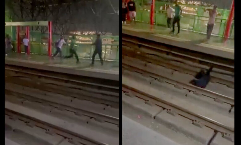 Durante pelea en Metro de Monterrey avientan a hombre a las vías