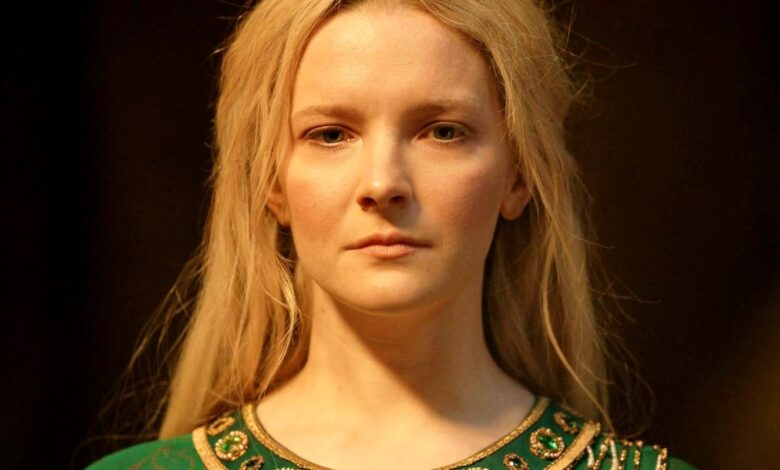 Galadriel looking straight ahead in The Lord of the Rings The Rings of Power season 1 episode 8