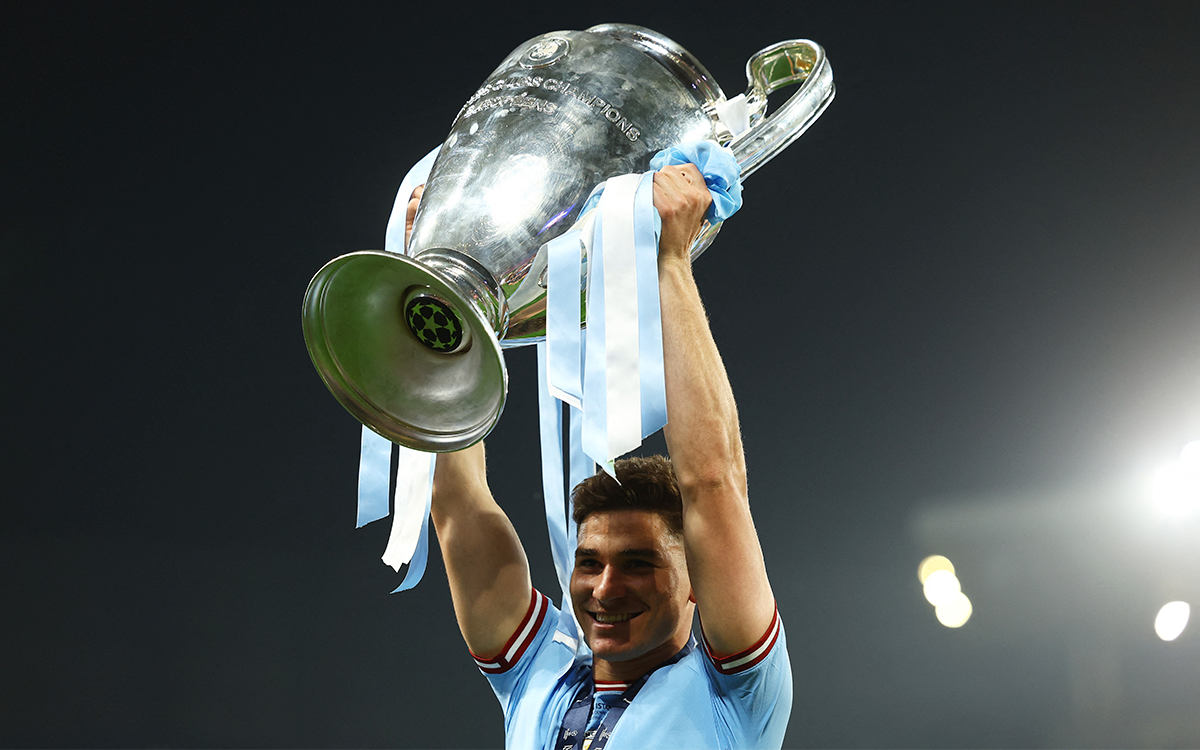 Julián Álvarez, primer argentino en ganar Libertadores, Champions y Mundial