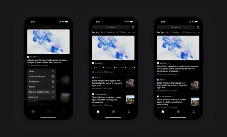 La aplicación de noticias Artifact ahora usa IA para reescribir el título de un artículo de clickbait