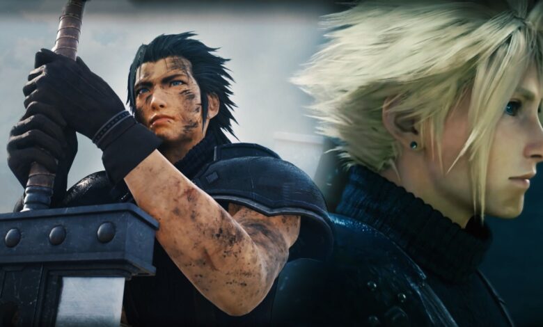 Zack and Cloud in FF7 Remake with Zack holding the Buster Sword.