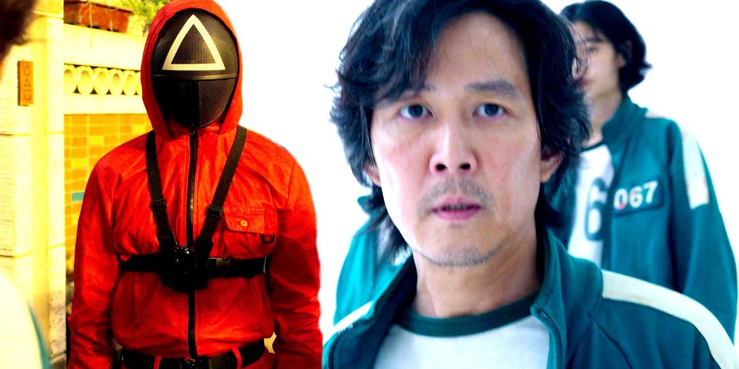 Blended image of Gi-hun with one of the gamekeeper in Squid Game