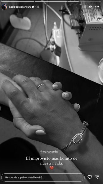 Storie de Pablo Castellano dando la mano a María Pombo. / Instagram
