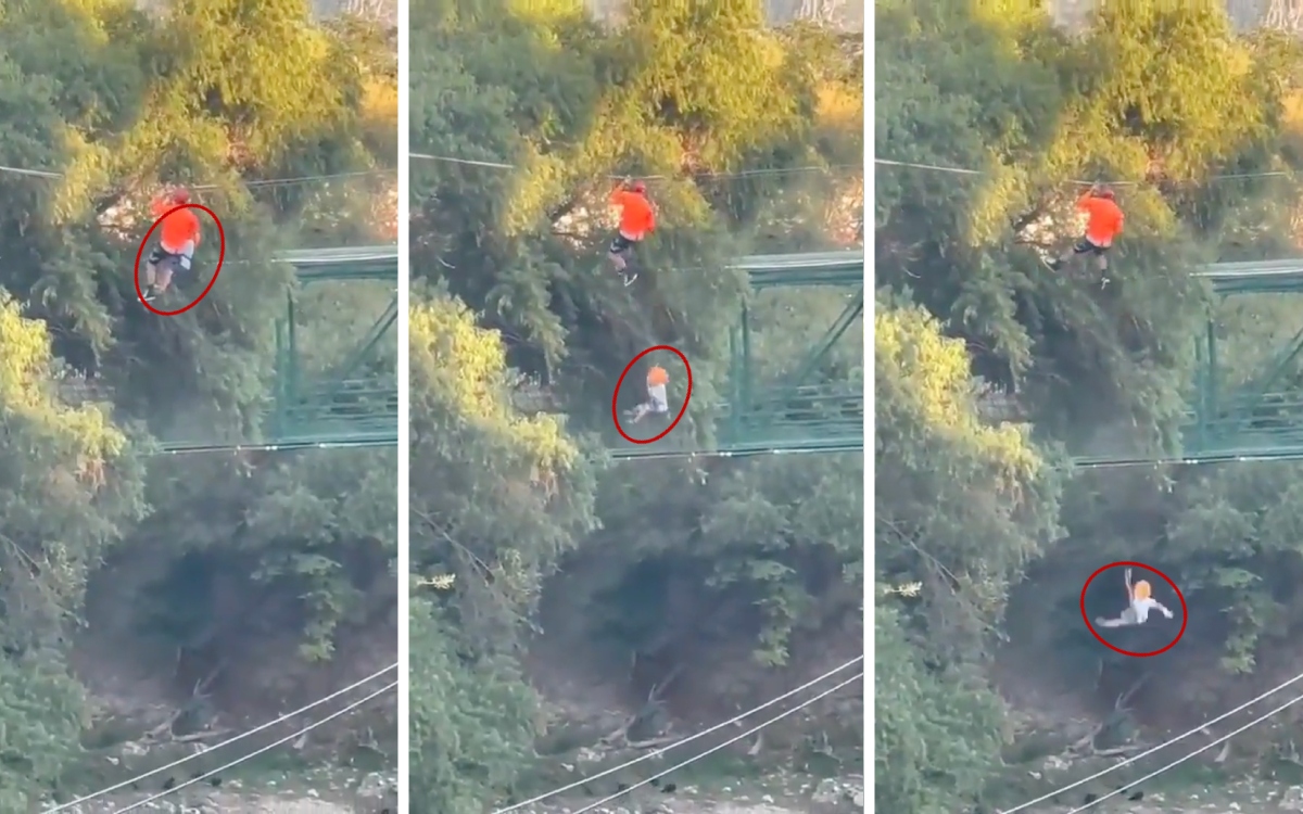 Niño cae de tirolesa de 12 metros en NL tras romperse arnés | Video