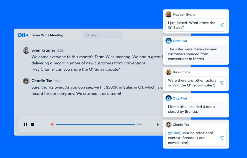 Otter presenta un chatbot de IA orientado a reuniones