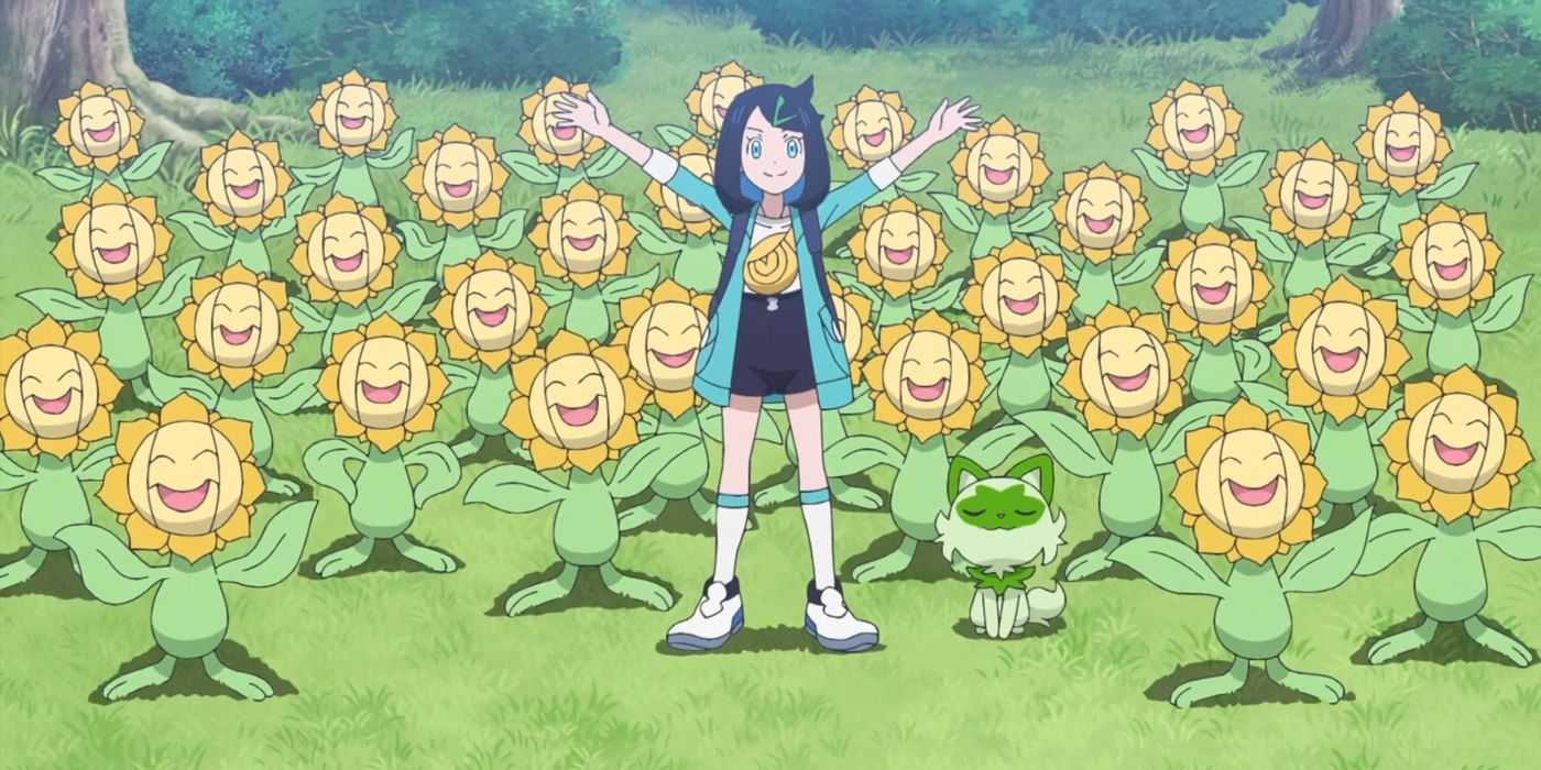 Pokemon Horizons: Liko's successful Sunflora hunt.