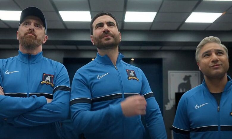 Nate, Beard, and Roy as the coaches of Richmond in Ted Lasso season 3's finale