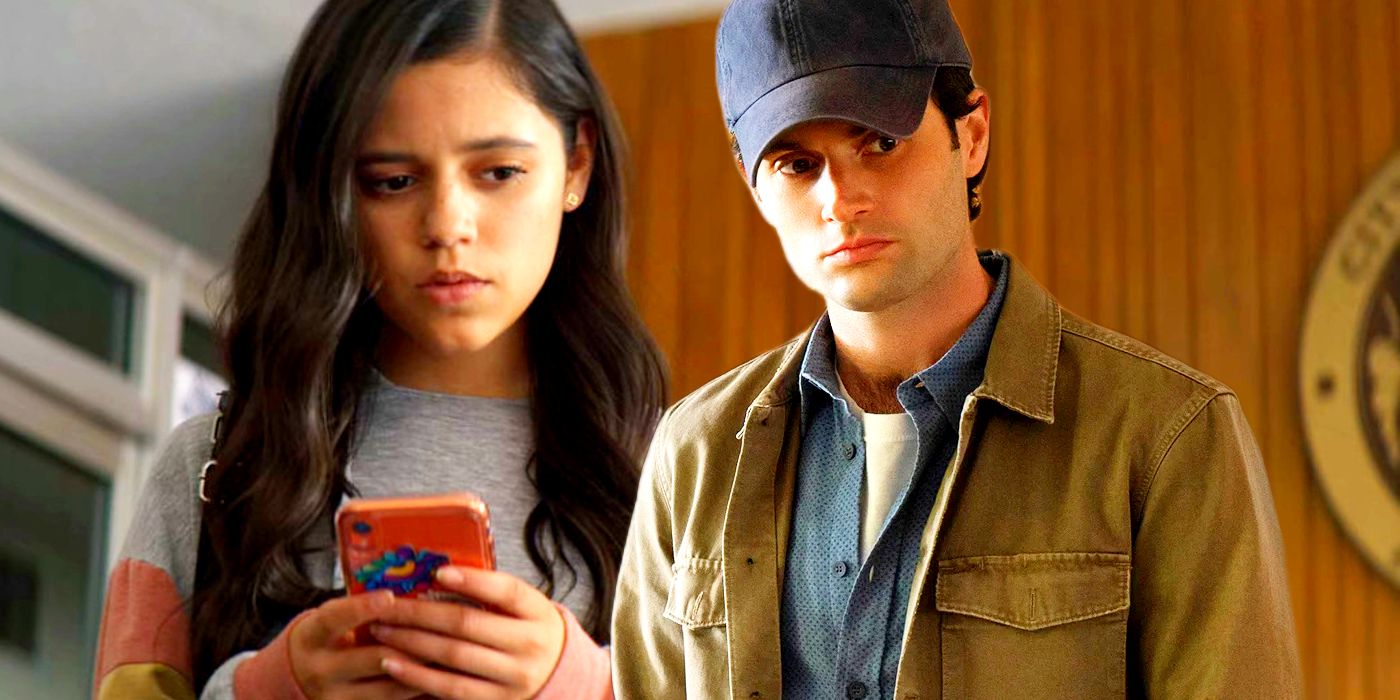 Penn Badgley as Joe Goldberg with Jenna Ortega as Ellie in You Edited
